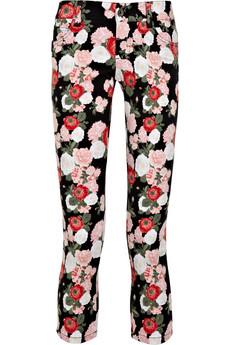 Alice + Olivia cropped printed low-rise skinny jeans