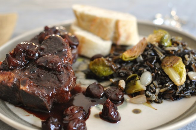 lamb chops with dried cherries and port