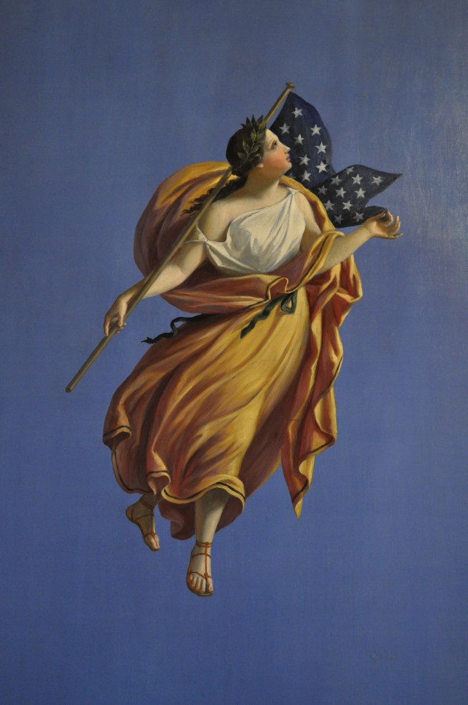 Murals, here and below, in the old Naval Affairs Office, now the Senate Appropriations Room.